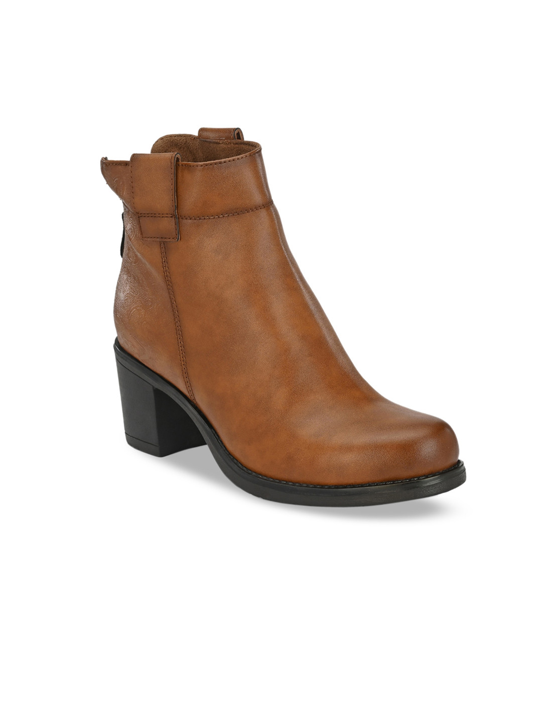Delize Women Tan Brown Solid Heeled Chelsea Boots