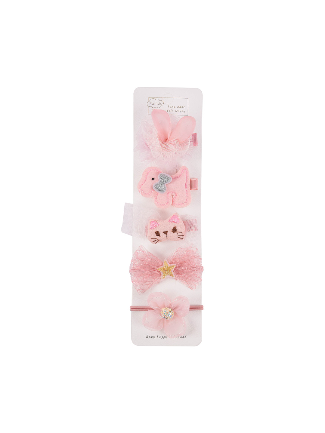 Yellow Bee Pack Of 5 Peach-Coloured Embellished Hair Accessory Set