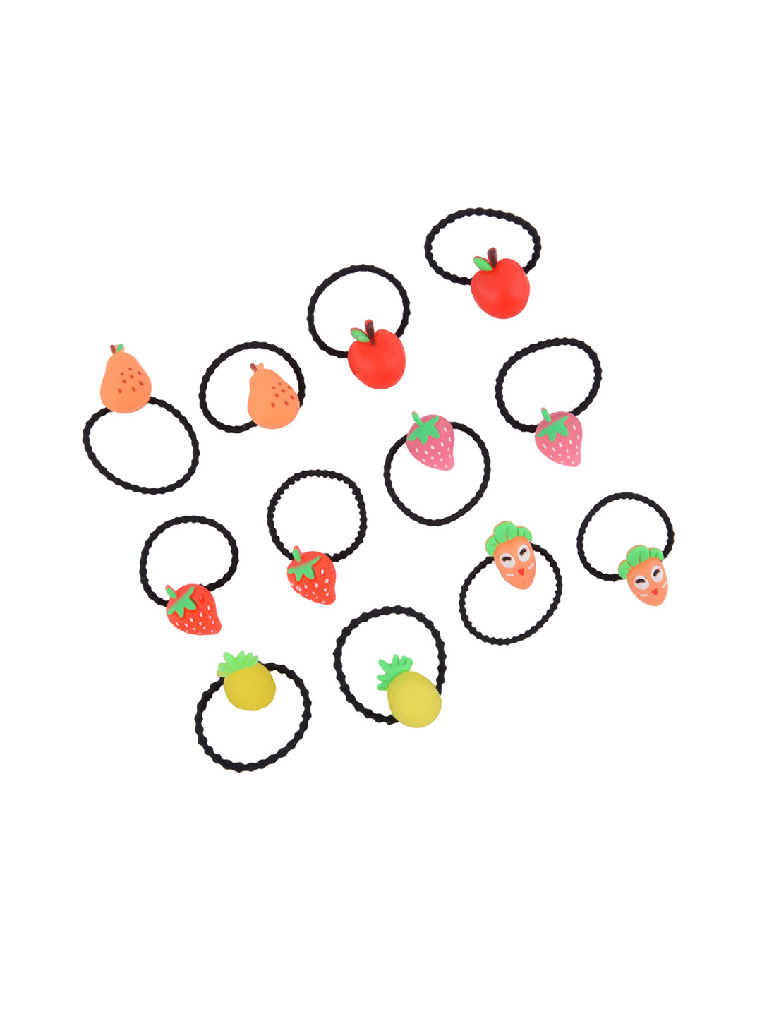 Yellow Bee Black Set Of 6 Embellished Ponytail Holders