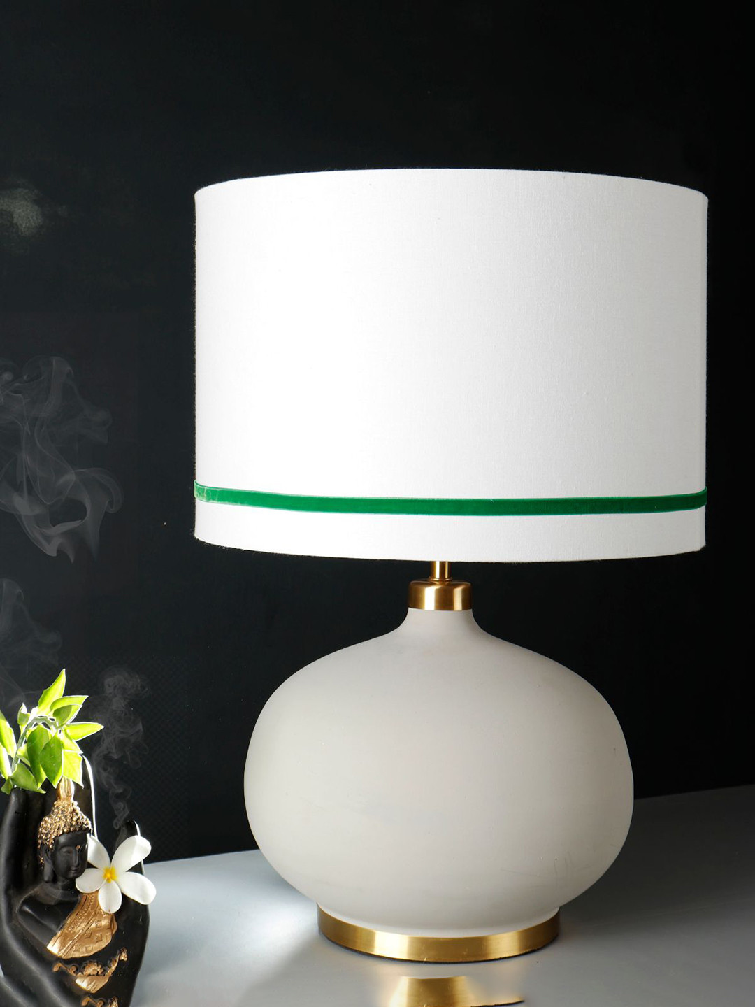 Grated Ginger White Self Design Table Lamp