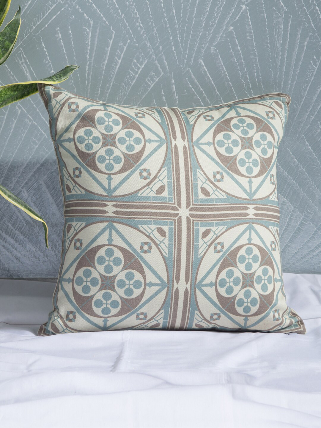 PETAL HOME Strasbourg Ethnic Motifs Cotton Durable Square Cushion Cover - 16 x 16 Inches