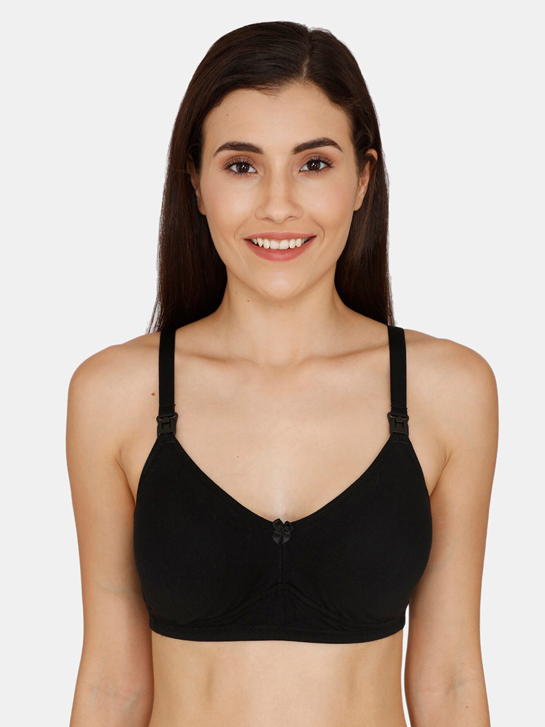 Nejo Black Solid Non-Wired Non Padded Maternity Bra NJL004
