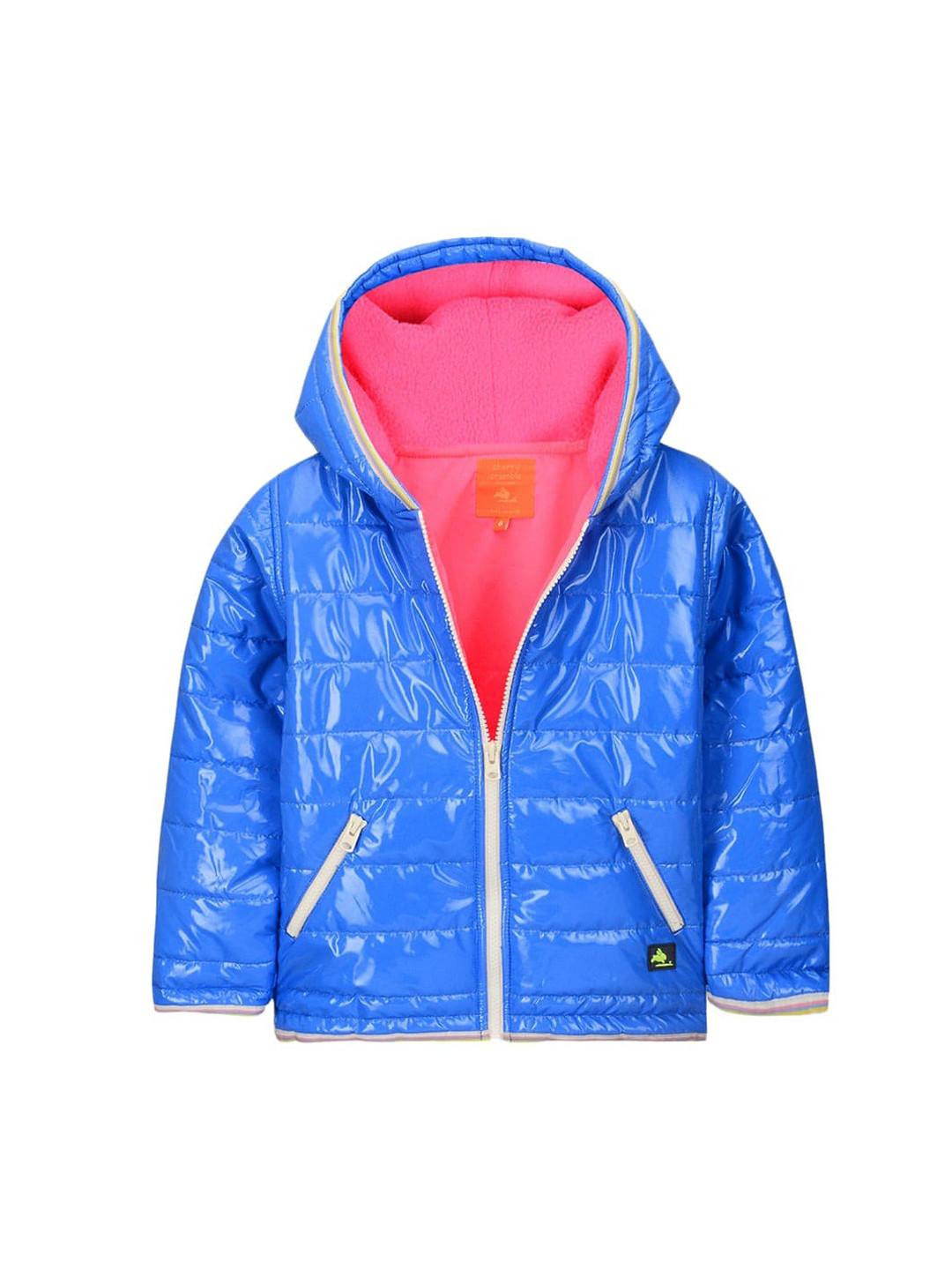 Cherry Crumble Unisex Kids Blue Hooded Bomber Jacket