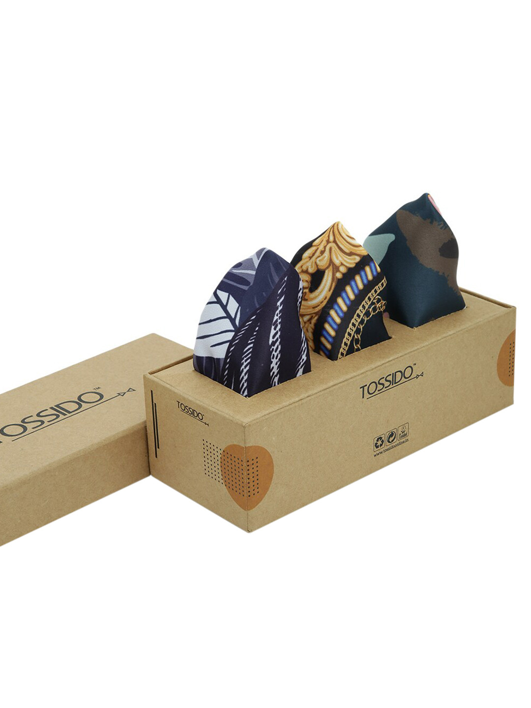 Tossido Men Pack of 3 Printed Pocket Squares