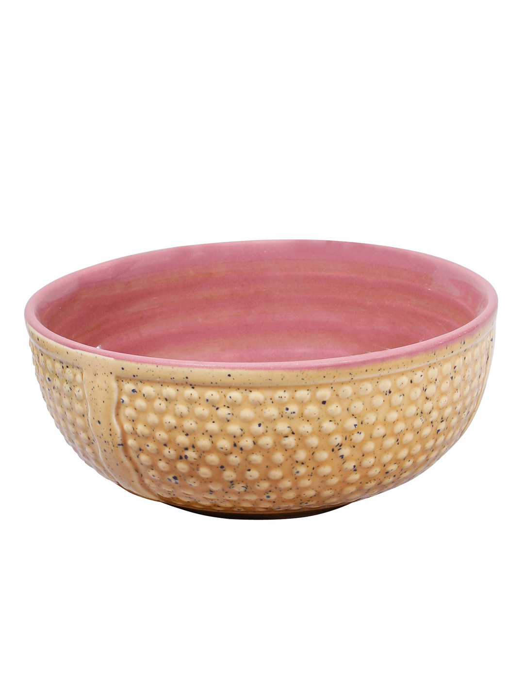 MIAH Decor Brown & Pink 1 Textured Ceramic Matte Bowl