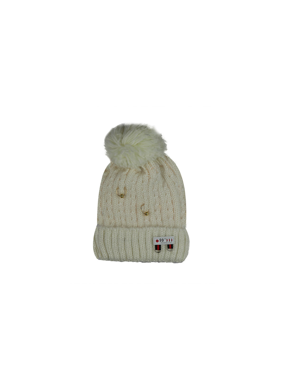 iSWEVEN Unisex Off-White Self Design Beanie