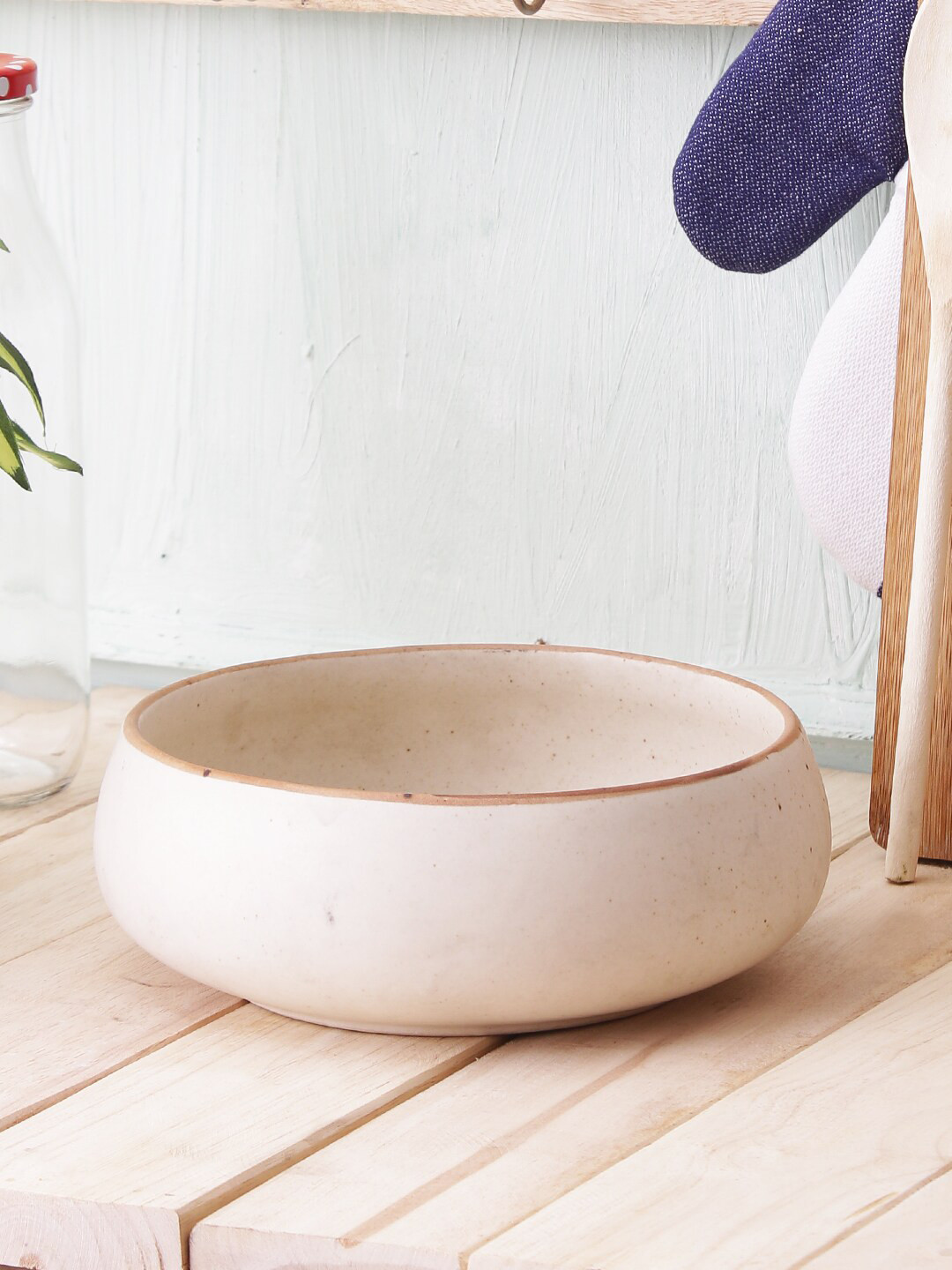 MIAH Decor Cream Handcrafted Ceramic Serving Bowl