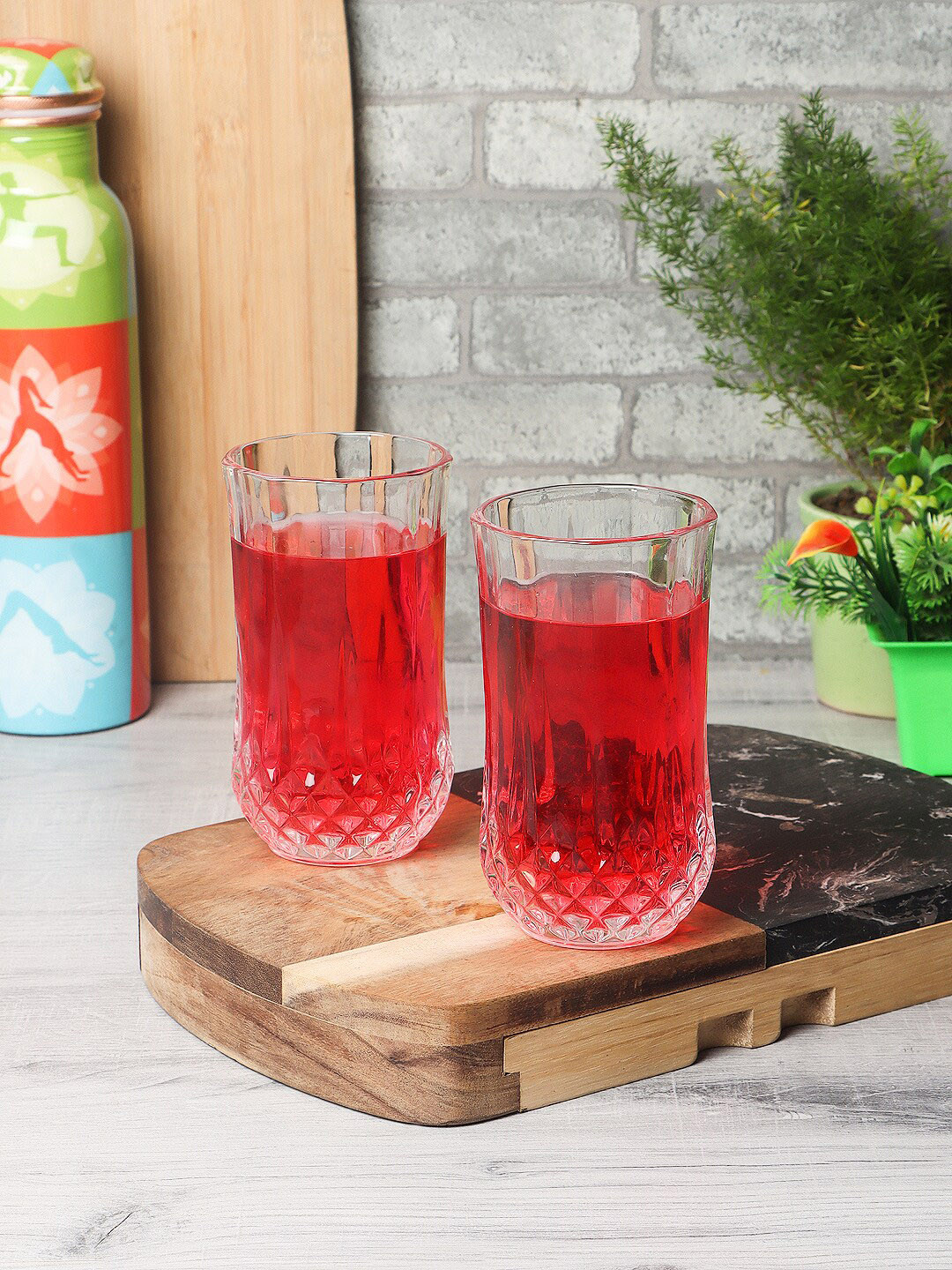 ceradeco Set of 6 Transparent Jucika Shaped Long Glasses 300 ml