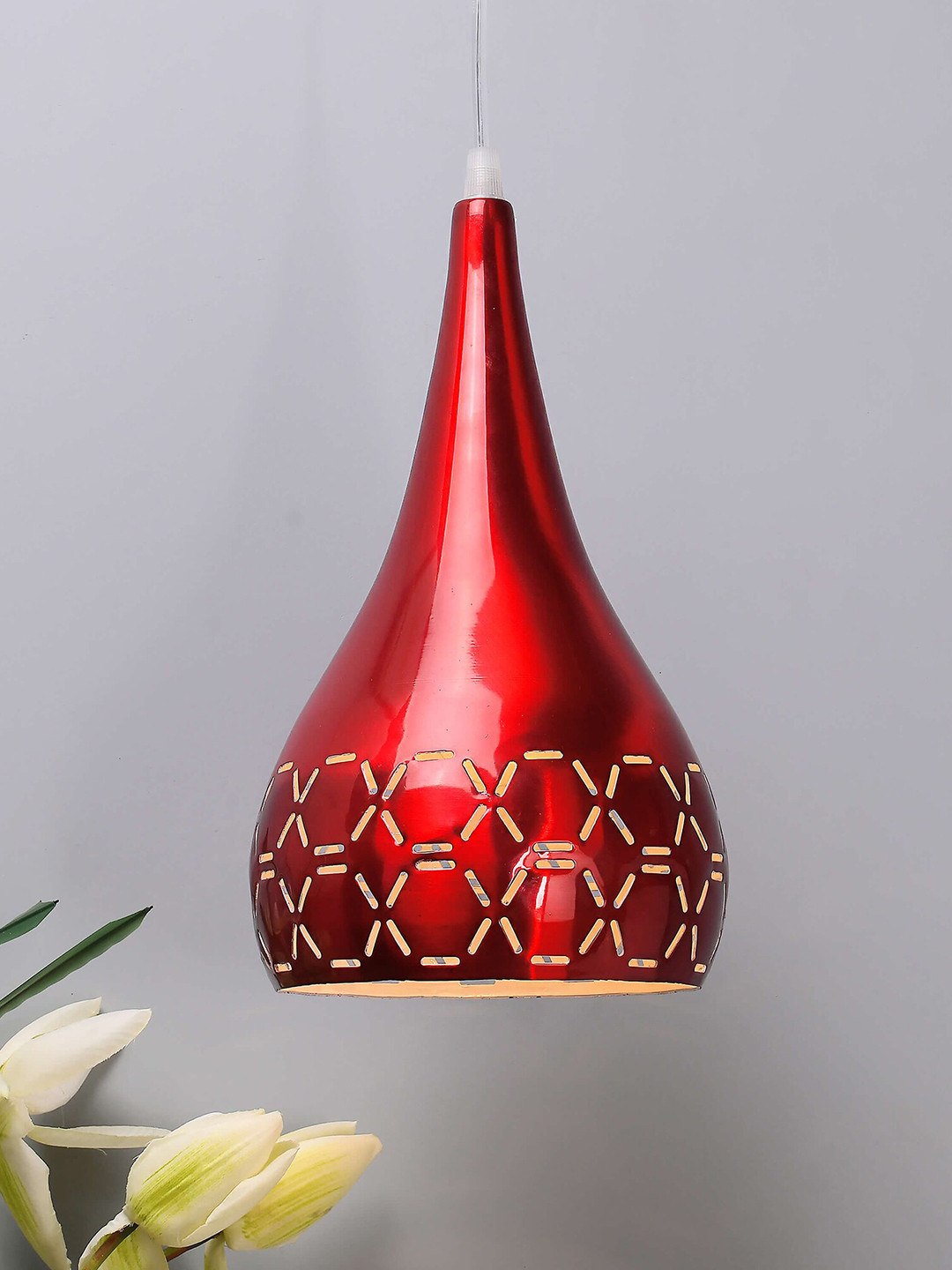 Homesake Red Self Design Classic Country Hanging Light