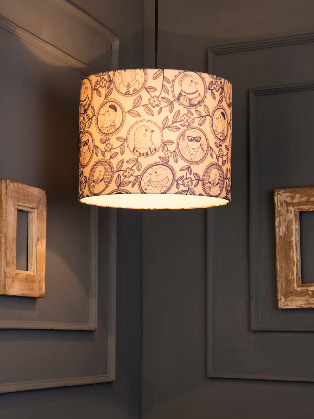 green girgit Beige & Navy Blue Printed Hanging Light