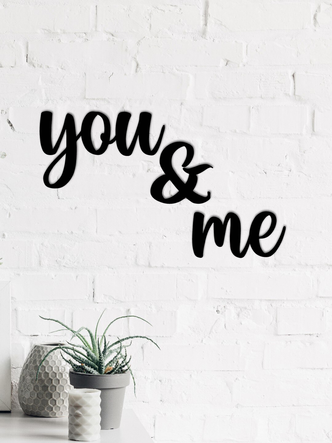 eCraftIndia You & Me Wood Matte Hanging Hall Signs and Plaques-5In
