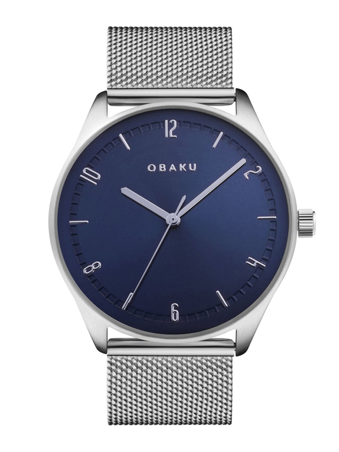 Obaku Men Navy Blue & Silver-Toned Ager-Cyan Analogue Watch V235GXCLMC