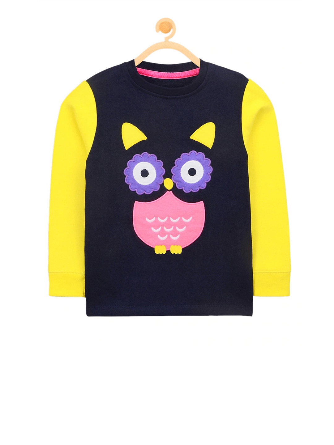 Cherry Crumble Girls Navy Blue Printed Sleepy Owl Sweatshirt