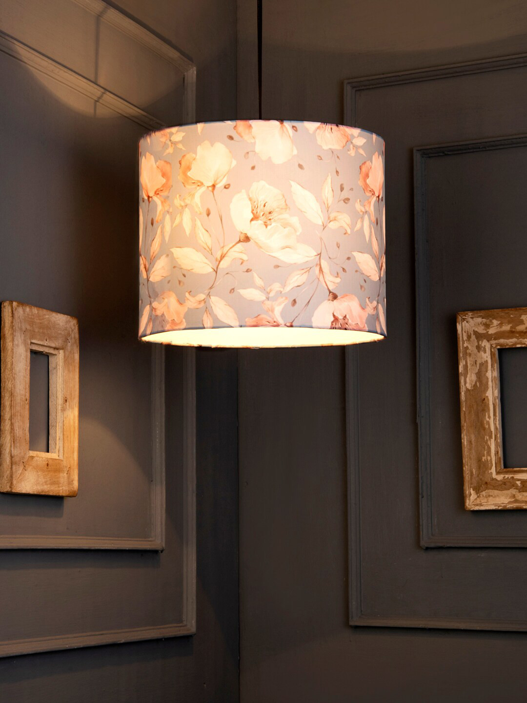 green girgit Turquoise Blue & Pink Floral Printed Hanging Light