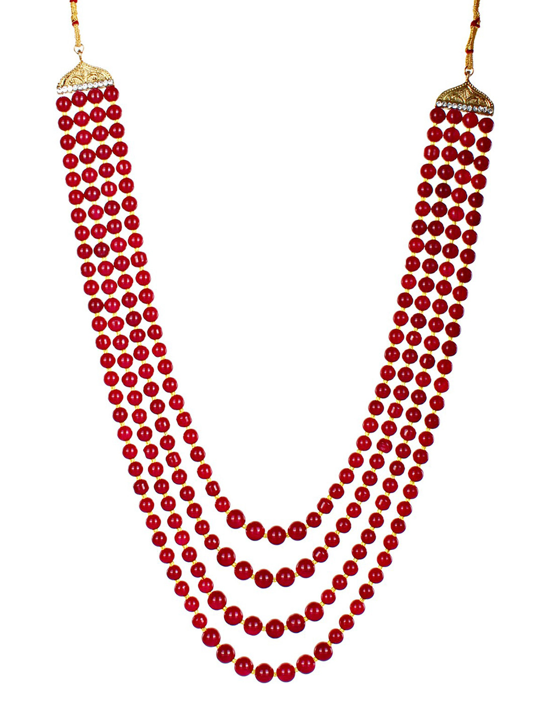 LUCKY JEWELLERY Men Maroon Alloy Gold-Plated Necklace