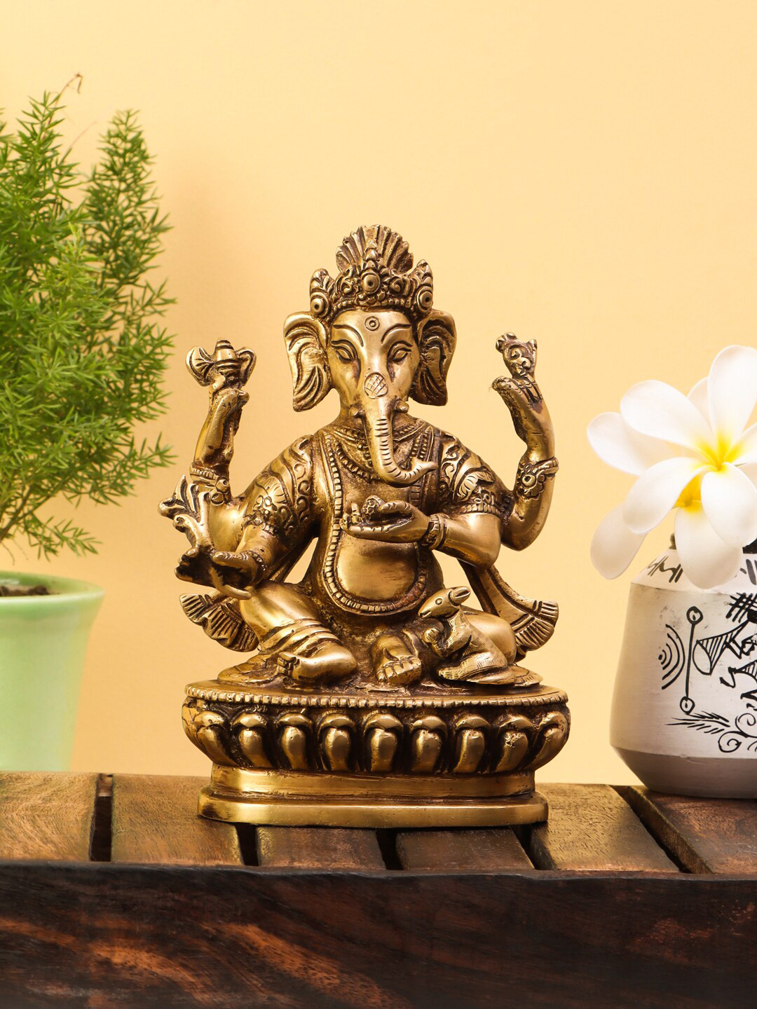 Imli Street Gold-Toned Brass Nepali Ganesha Idol
