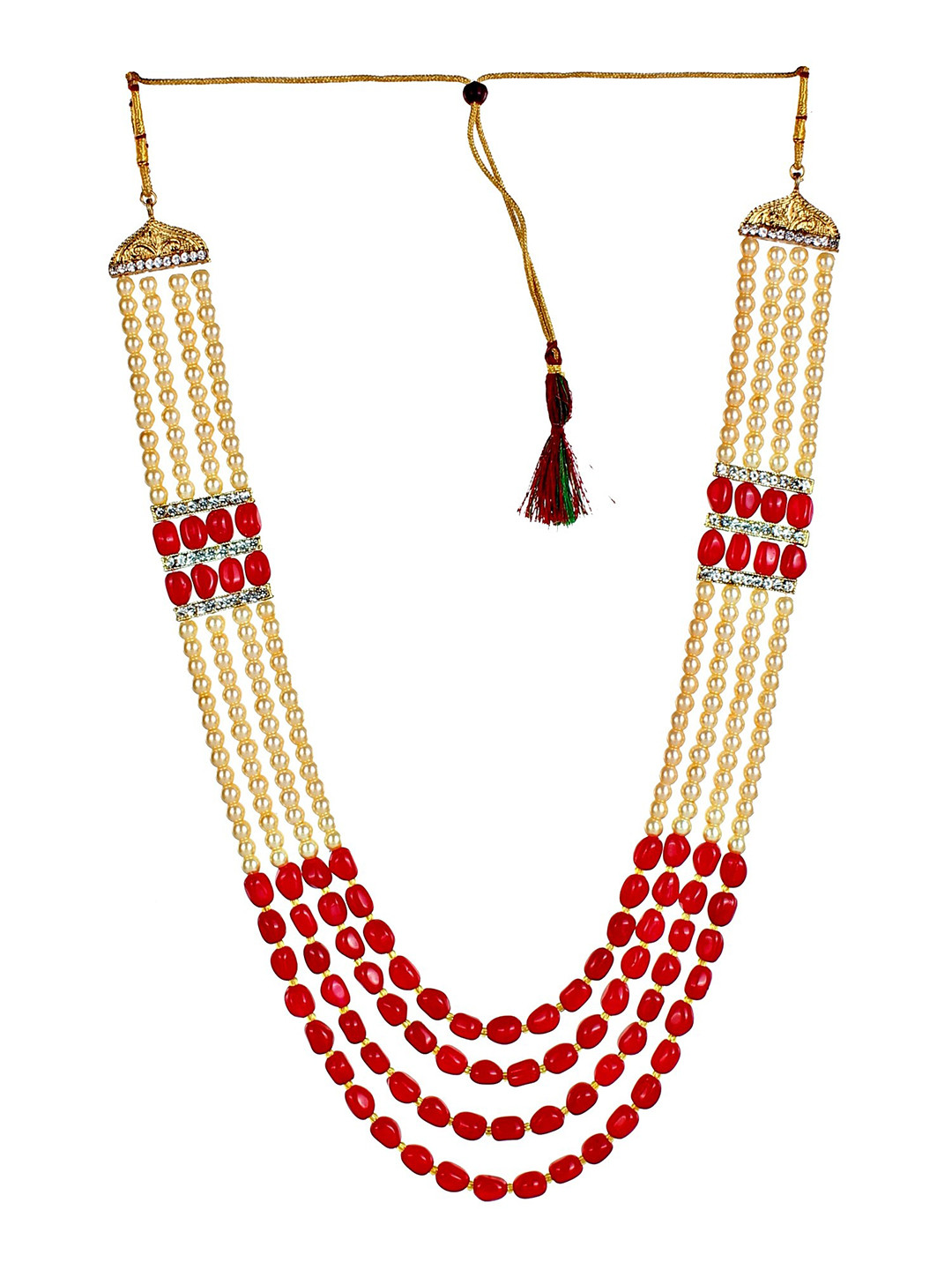 LUCKY JEWELLERY Men Gold-Toned & Red Alloy Gold-Plated Layered Necklace