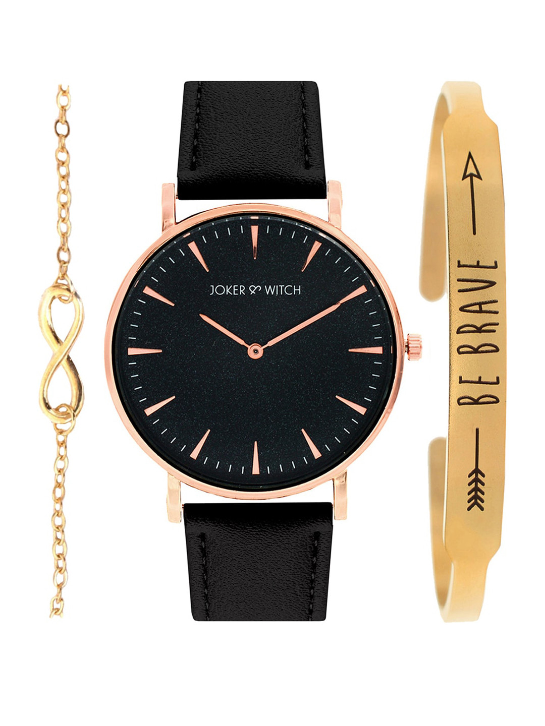 JOKER & WITCH Women Black Cherie Watch Gift Set JWBS195