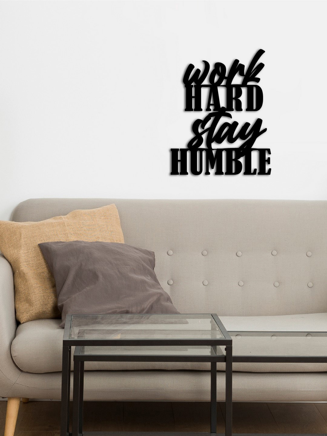 eCraftIndia Work Hard Stay Humble Wood Matte Hanging Hall Signs and Plaques-15In