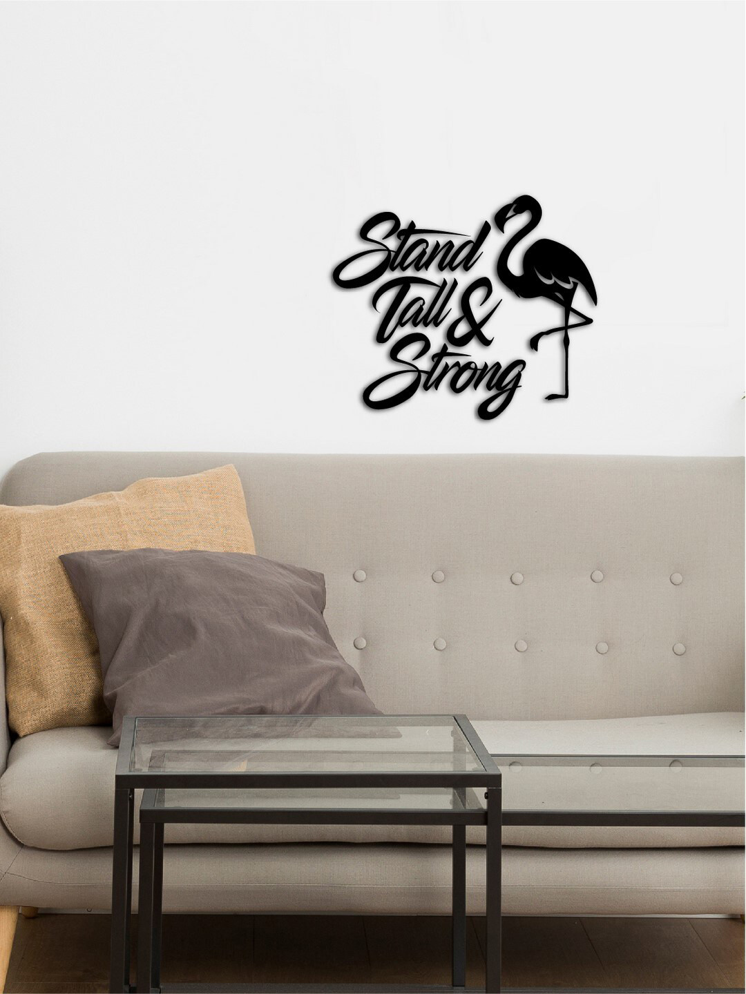 eCraftIndia Stand Tall & Strong Wood Matte Hanging Hall Signs and Plaques-5In