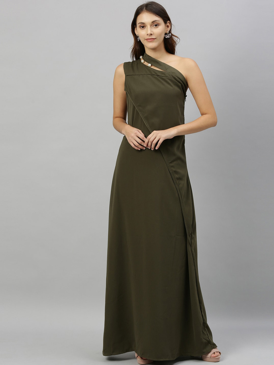 RAREISM Women Green Solid Maxi Dress