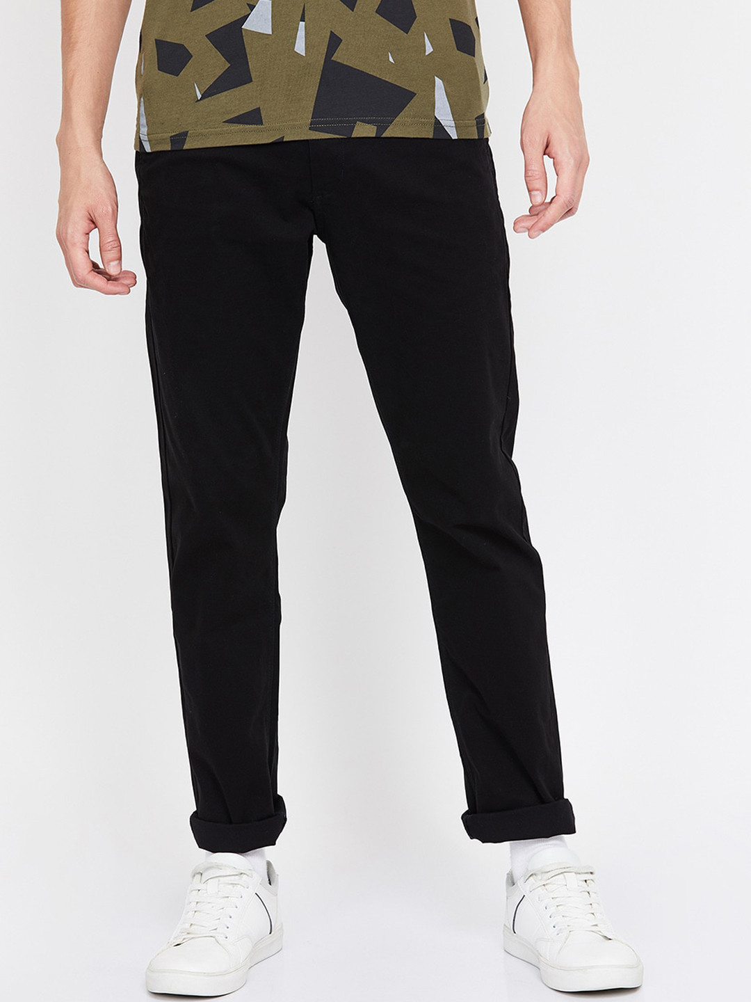Fame Forever by Lifestyle Men Black Slim Fit Solid Chinos