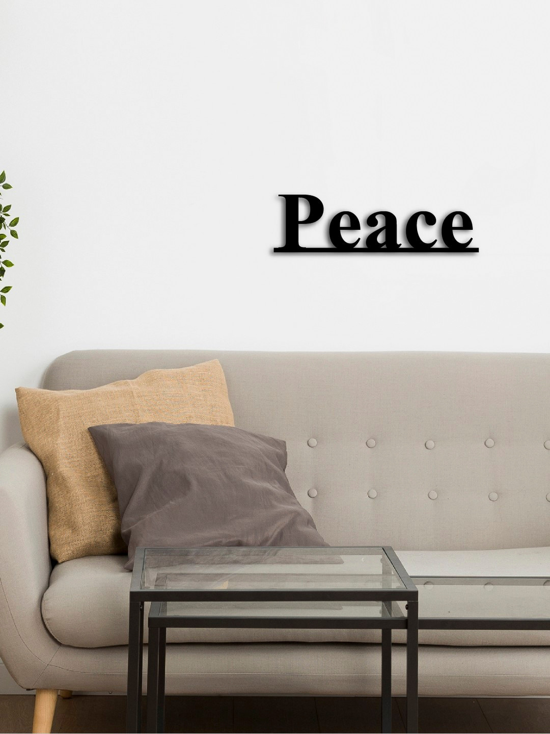 eCraftIndia Peace Wood Matte Hanging Hall Signs and Plaques-3In