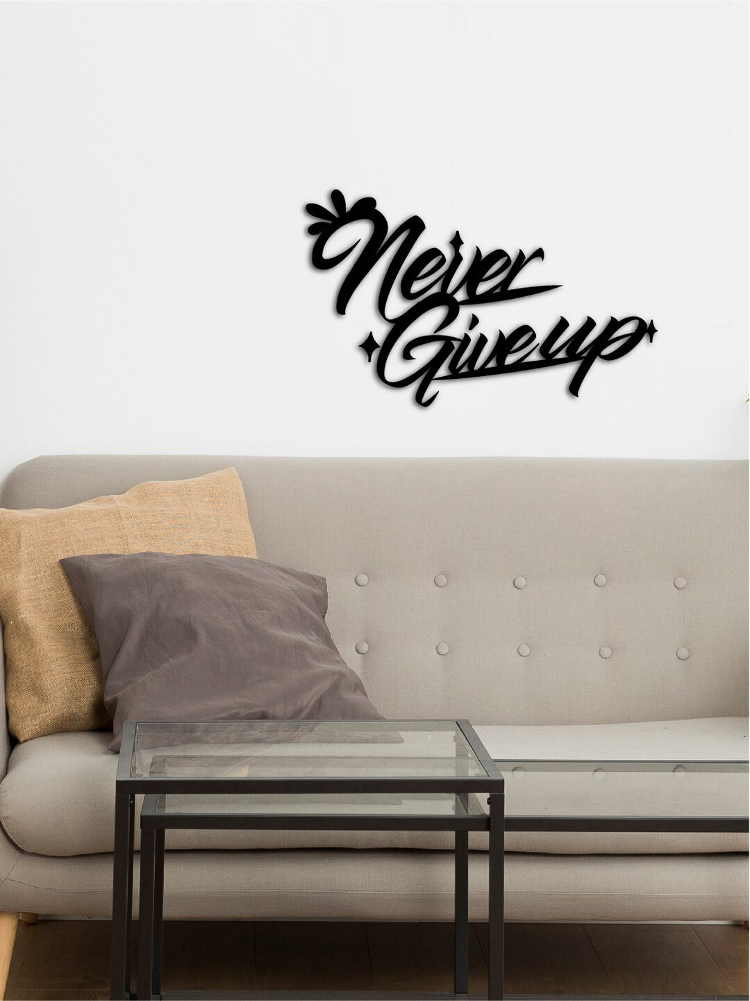 eCraftIndia Never Give Up Wood Matte Hanging Hall Signs and Plaques-8In