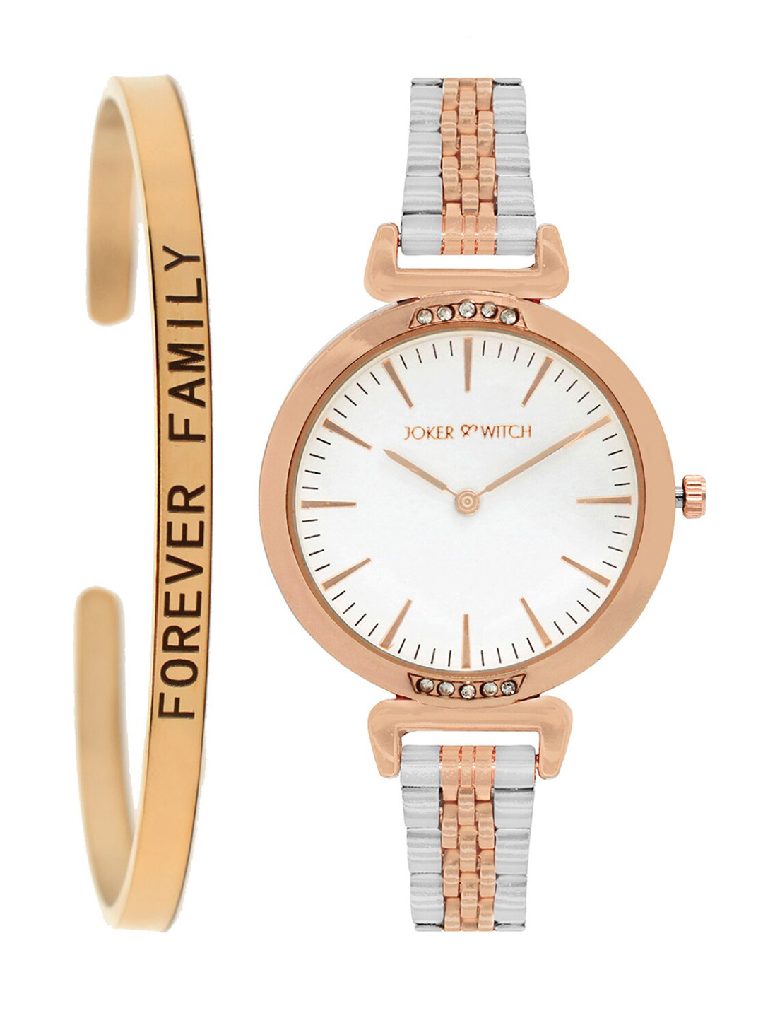 JOKER & WITCH Women White & Gold Ella Watch & Bracelet Stack JWBS182