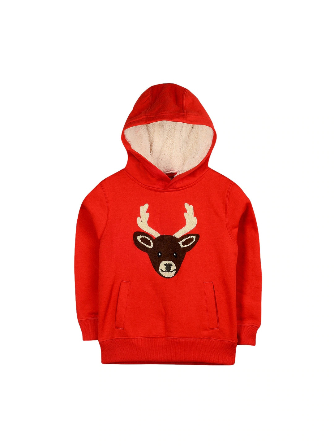 Cherry Crumble Kids Embroidered Cotton Hooded Festive Wear Sweatshirt