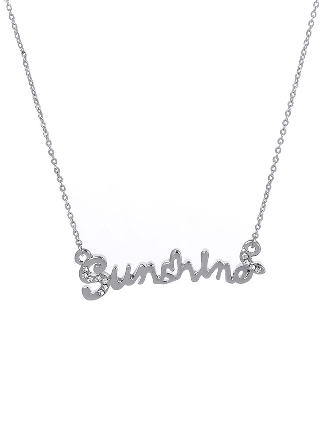 AQUASTREET Silver-Plated Sunshine Word Inscribed Pendant With Chain