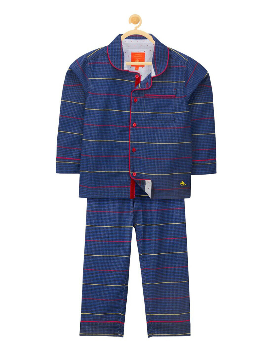 Cherry Crumble Kids Blue Striped Full Sleeves Night Suit