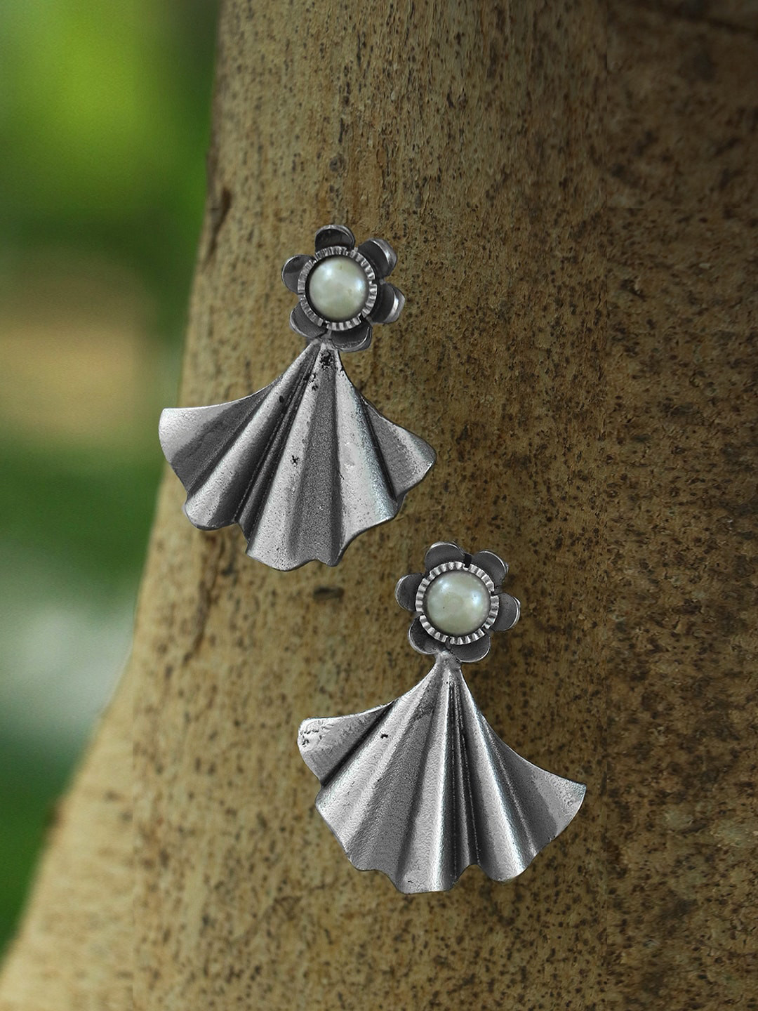 Adwitiya Collection Silver-Toned Classic Drop Earrings