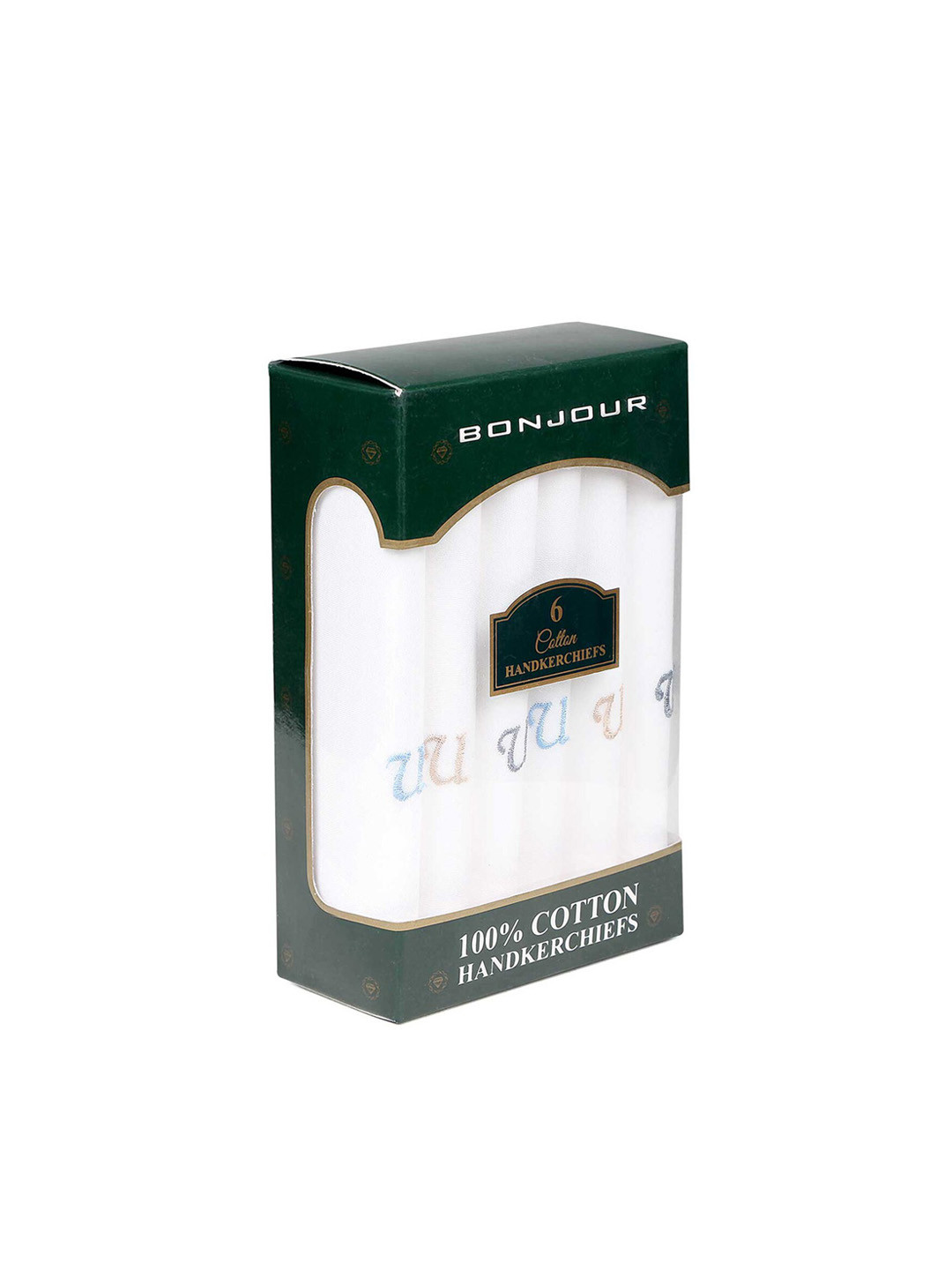Bonjour Men Set Of 6 White Solid Handkerchiefs Gift Set