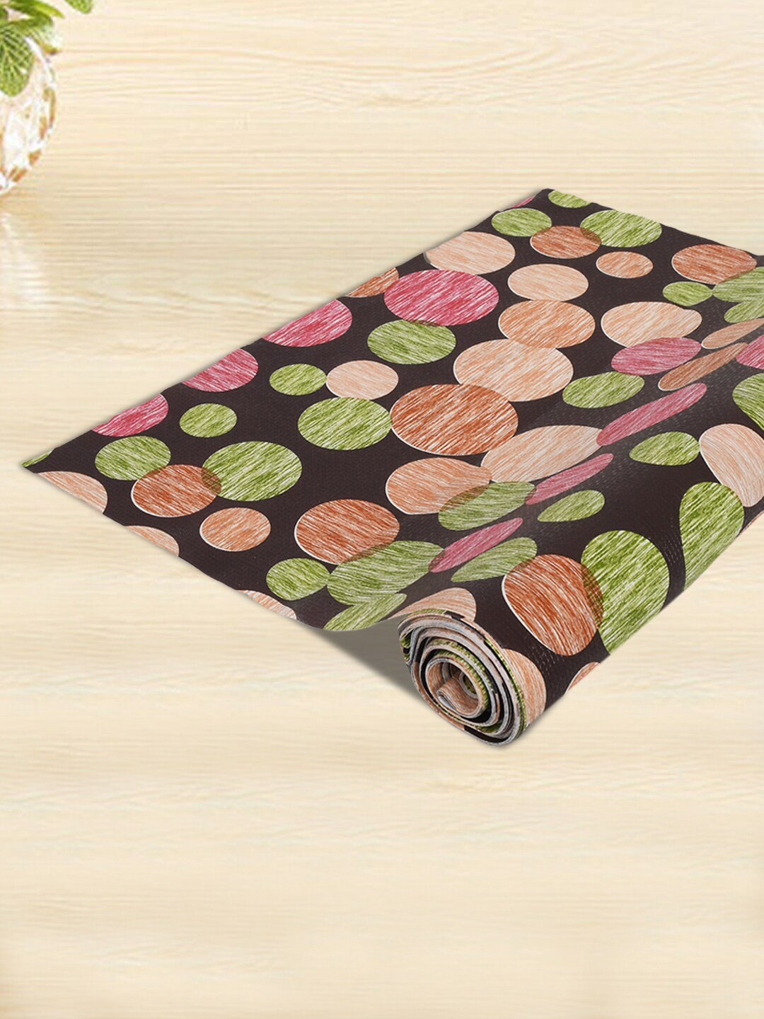 Kuber Industries Brown & Green Printed PVC Wardrobe Kitchen Drawer Shelf Liner