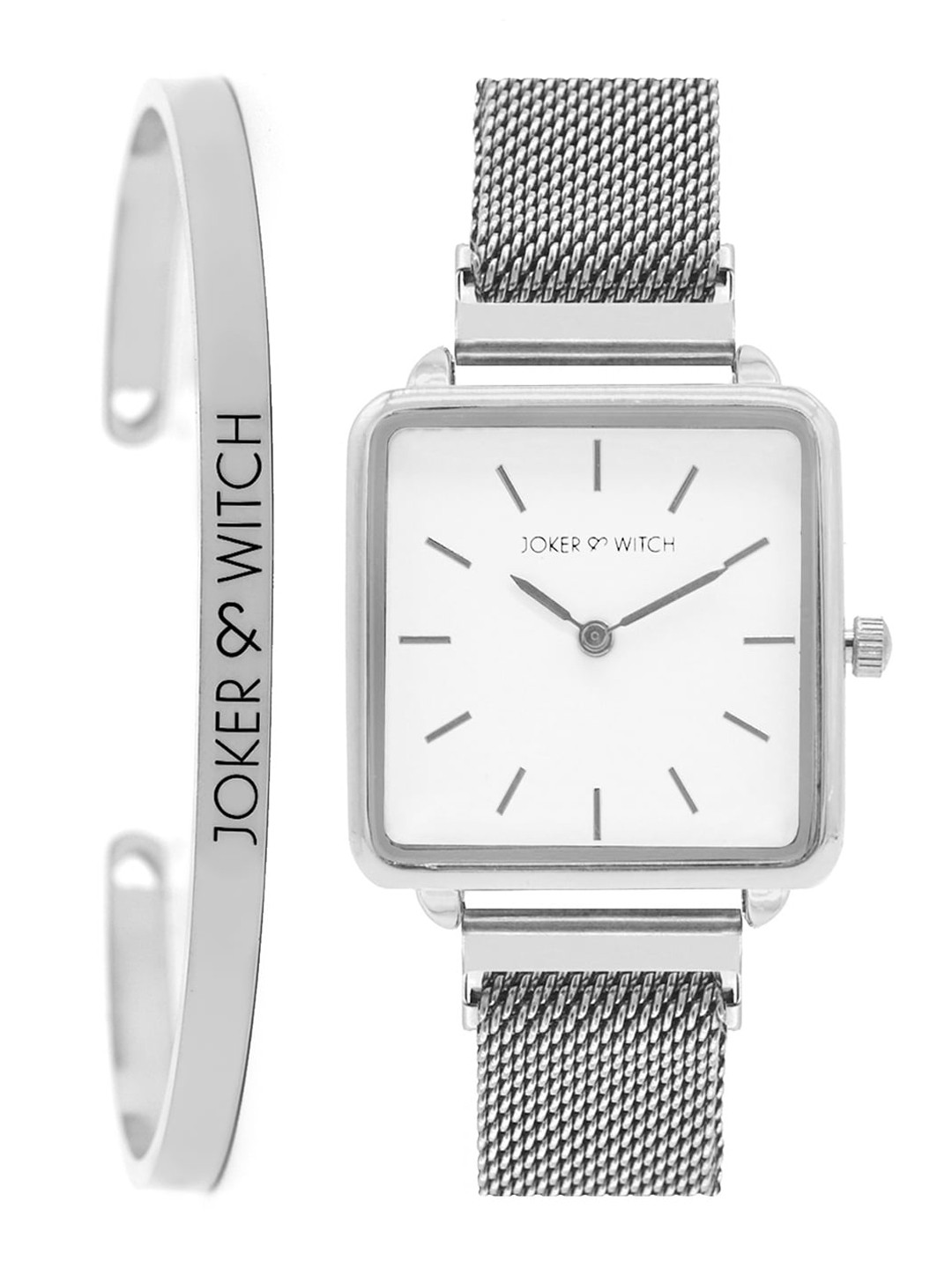 JOKER & WITCH Women White & Silver Ella Watch & Bracelet Stack JWBS178