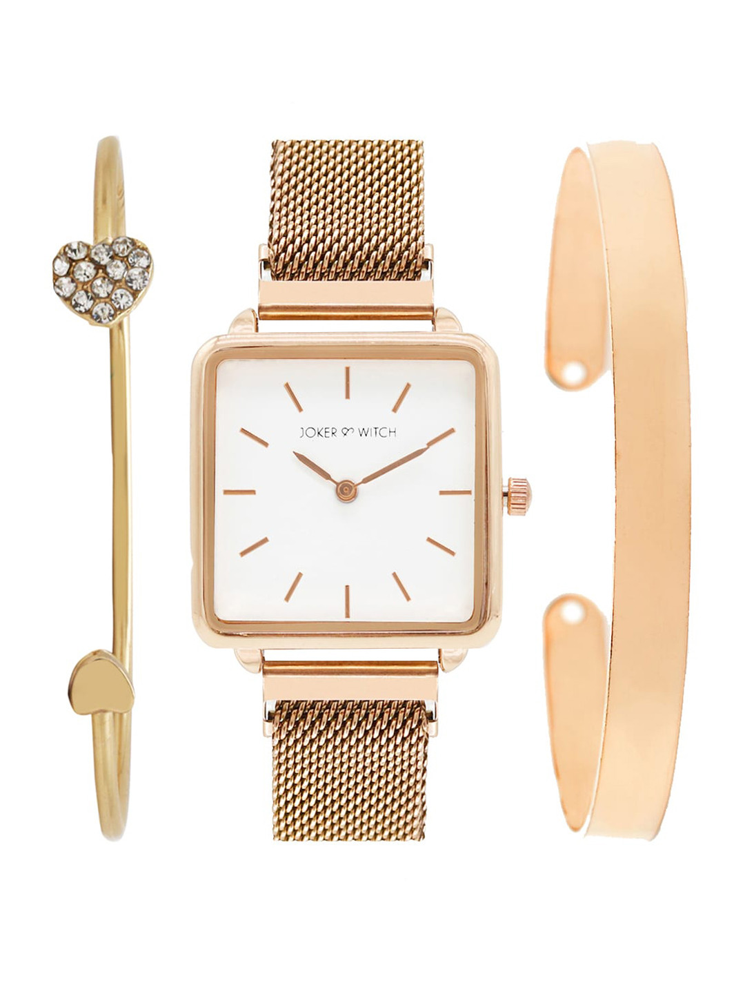 Joker & Witch Women White & Rose Gold-Toned Bliss Watch With Bracelet