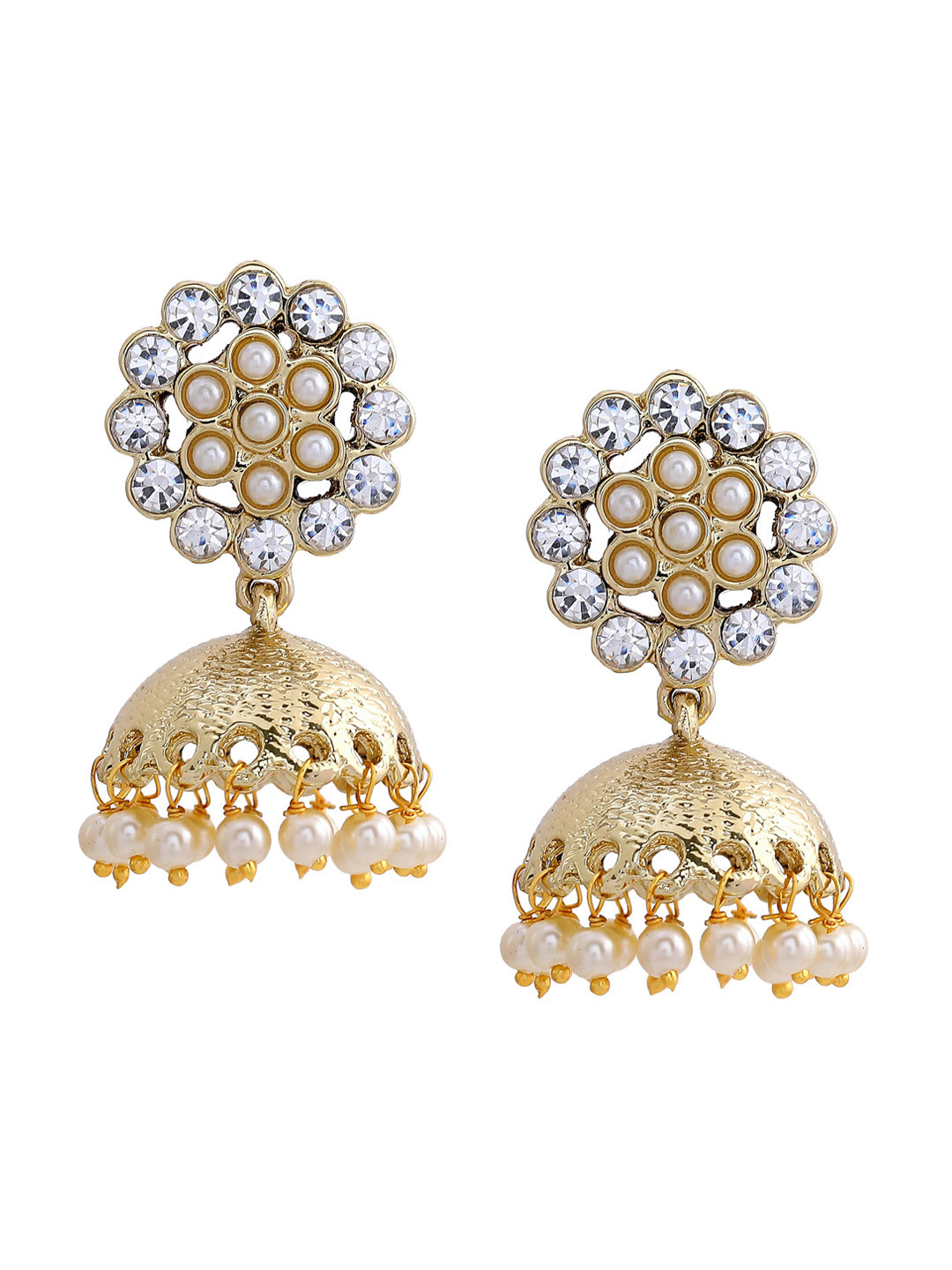 Estele White & Gold Dome Shaped Jhumkas