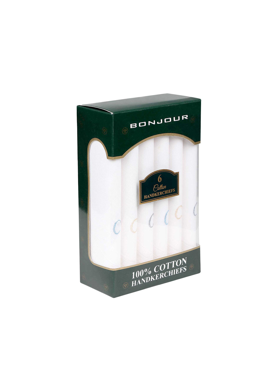 Bonjour Men Set Of 6 White Solid Handkerchiefs Accessory Gift Set