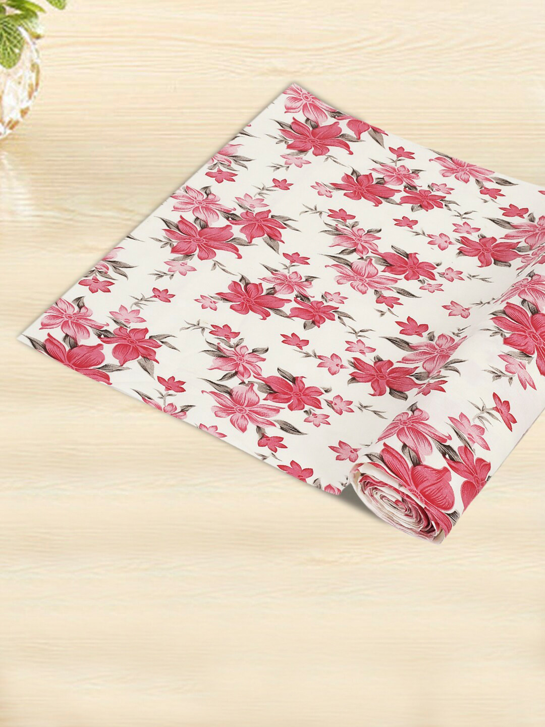 Kuber Industries Pink & White Floral Printed Kitchen Drawer Sustainable Shelf Liner
