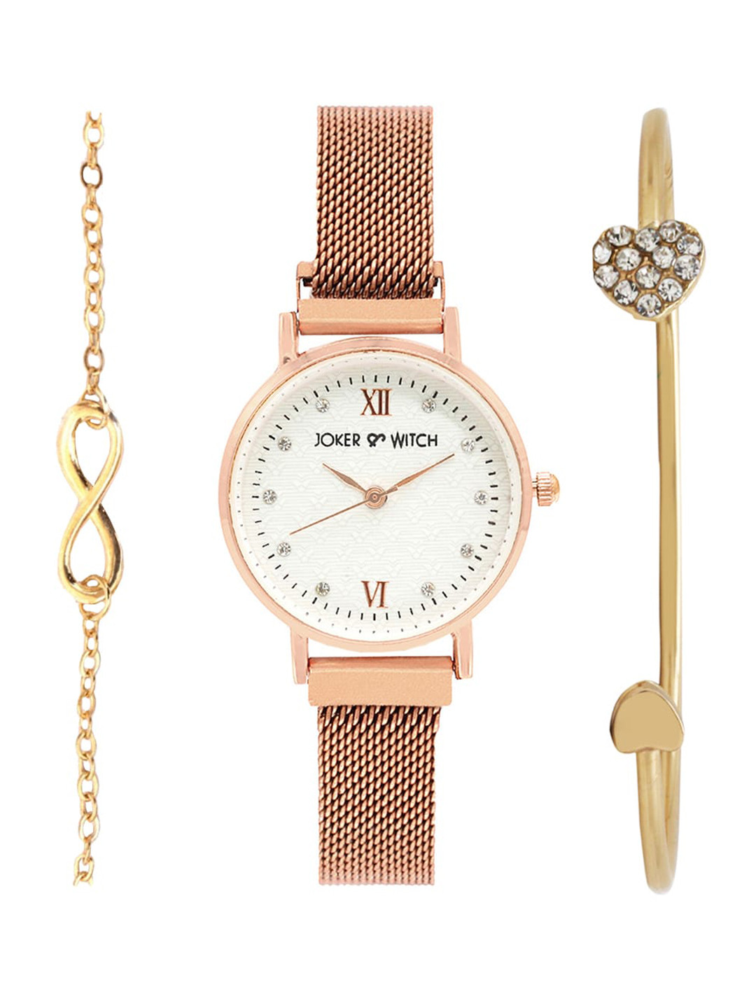 JOKER & WITCH Women White & Gold Ella Watch & Bracelet Stacks JWBS199