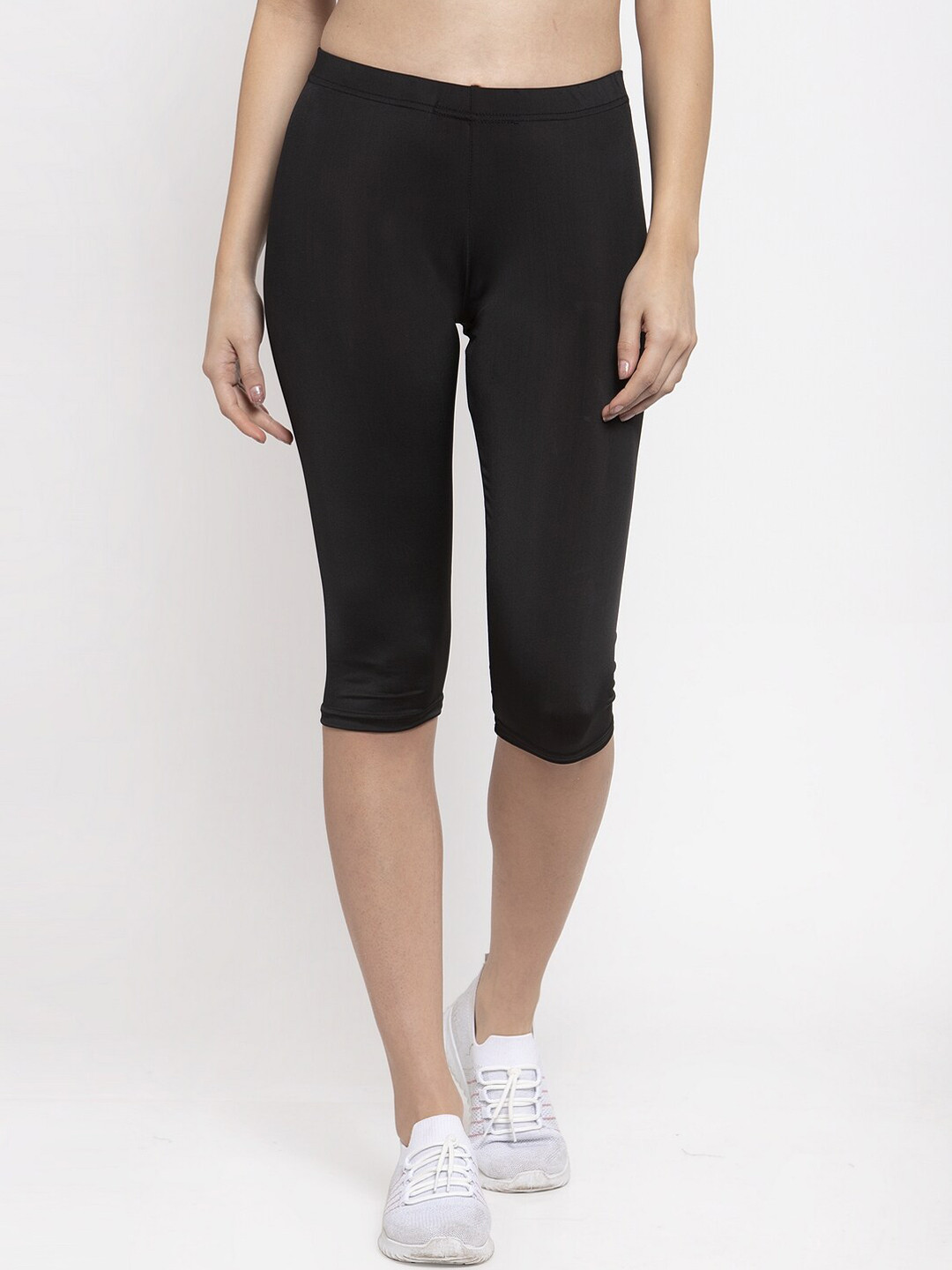 CUKOO Women Black Solid Three-Fourth Tights