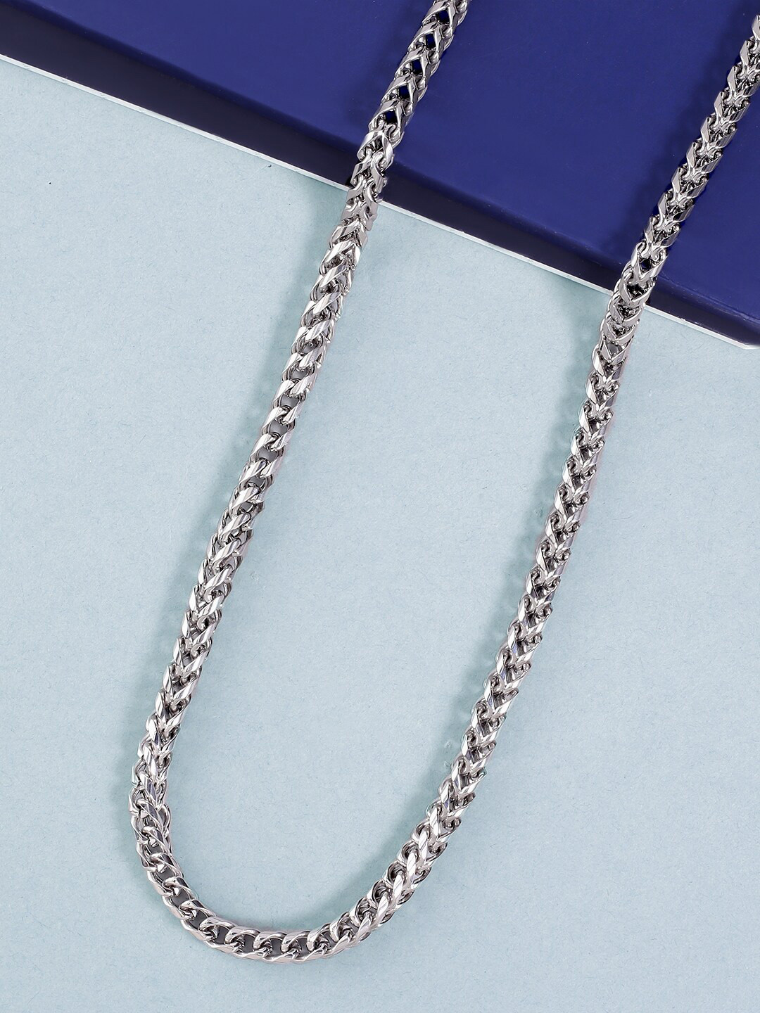 Yellow Chimes Men Silver-Toned Stainless Steel Rhodium-Plated Chain