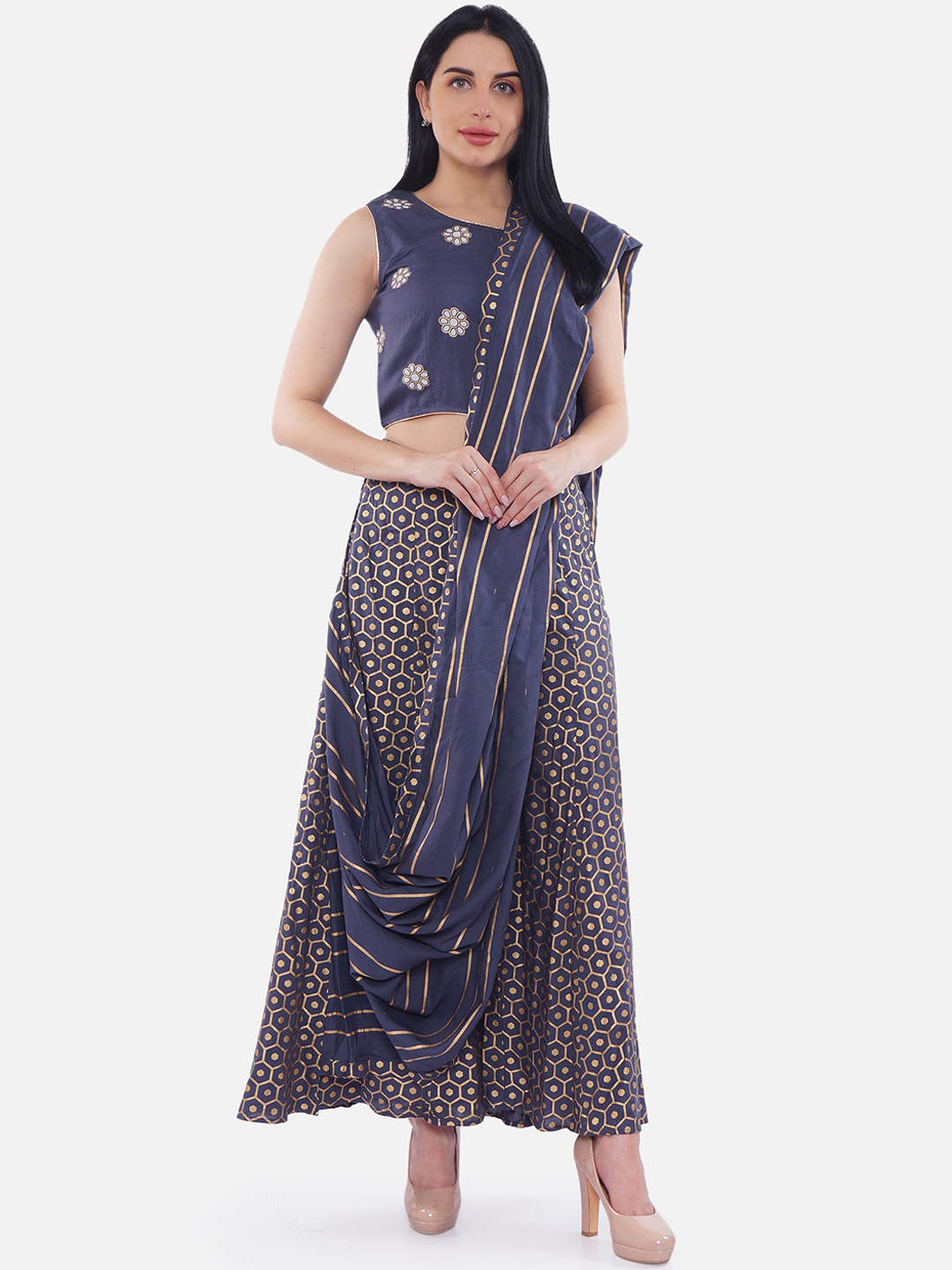 Be Indi Women Printed Kurta with Dhoti Pants & Dupatta