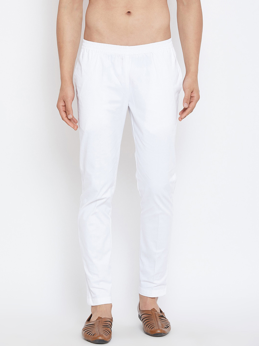 See Designs Men White Solid Pure Cotton Pyjamas
