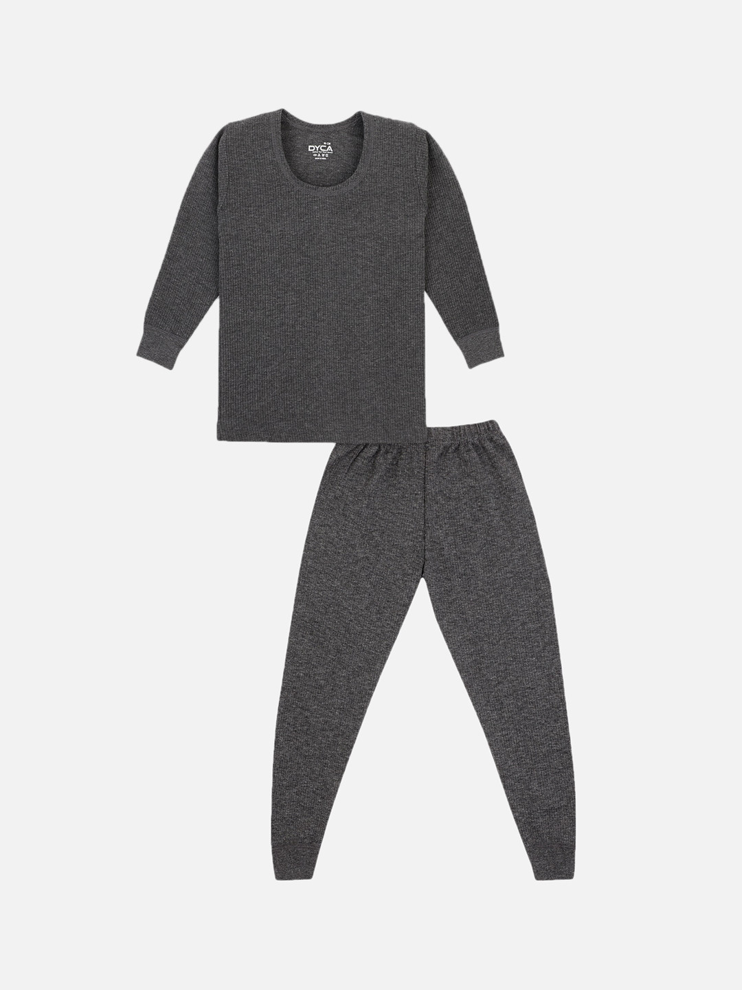 Kids Unisex Charcoal Melange Thermal Set