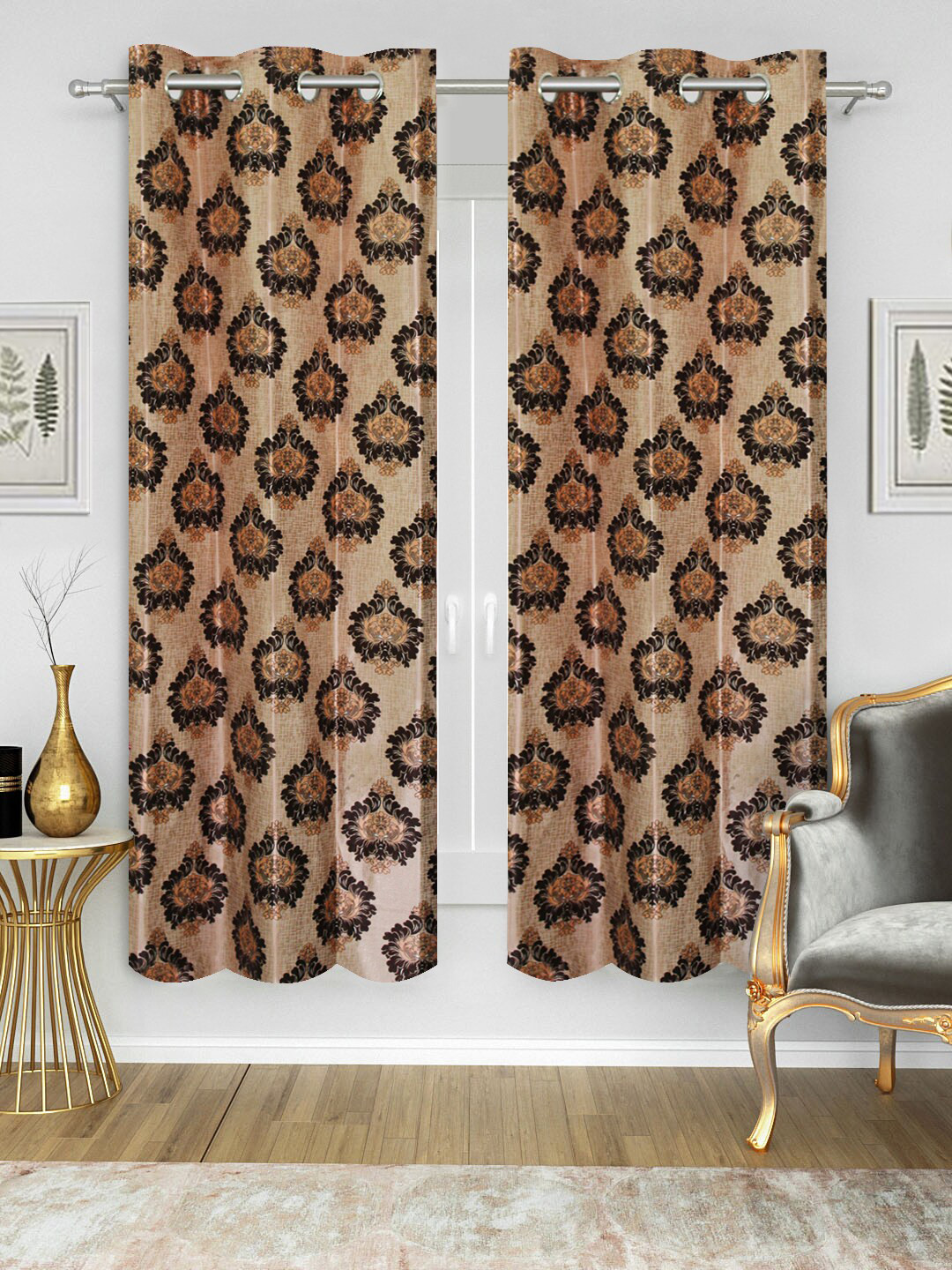 Good Homes by Home Candy Brown & Coffee Brown Set of 2 Window Curtains
