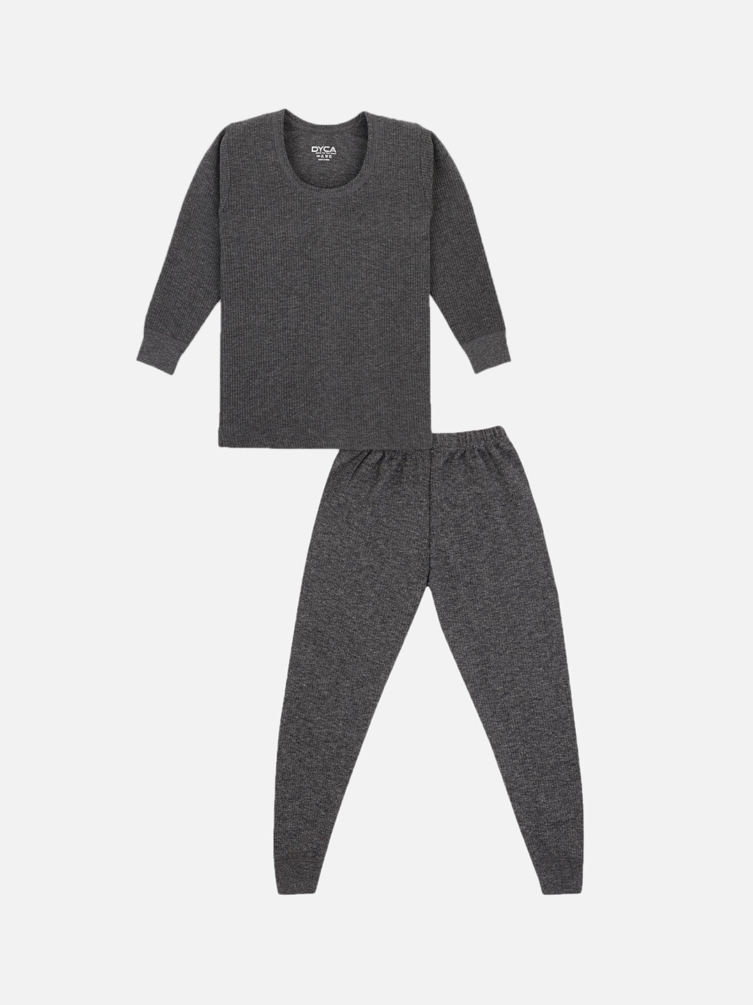 Kids Unisex Charcoal Melange Thermal Set