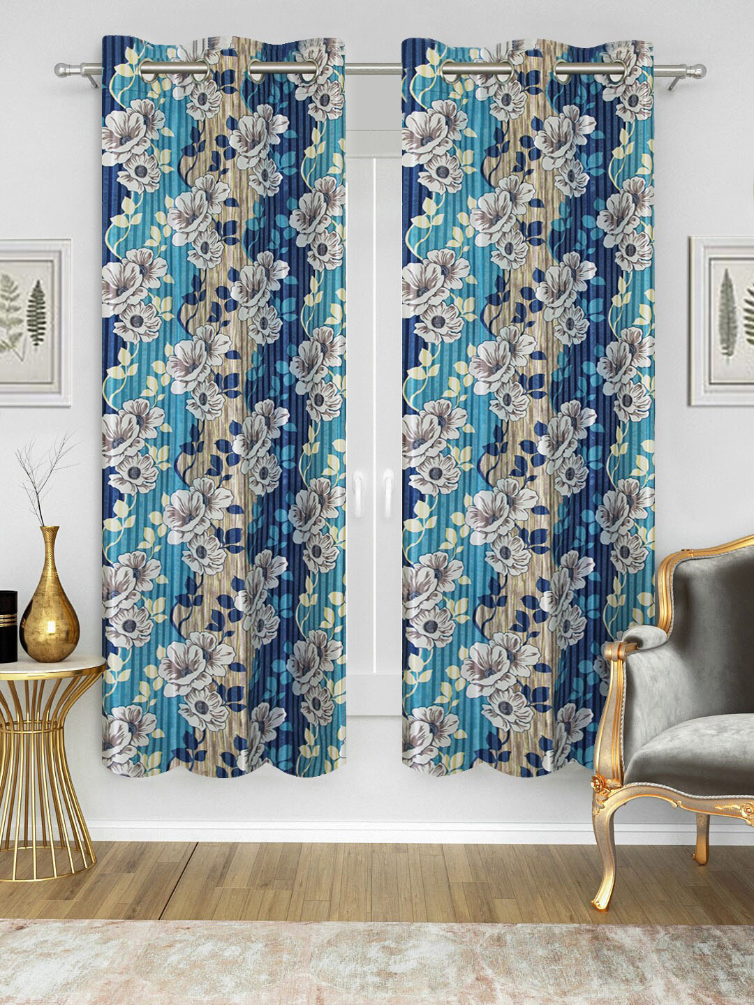 Good Homes by Home Candy Set of 2 Blue Window Curtains