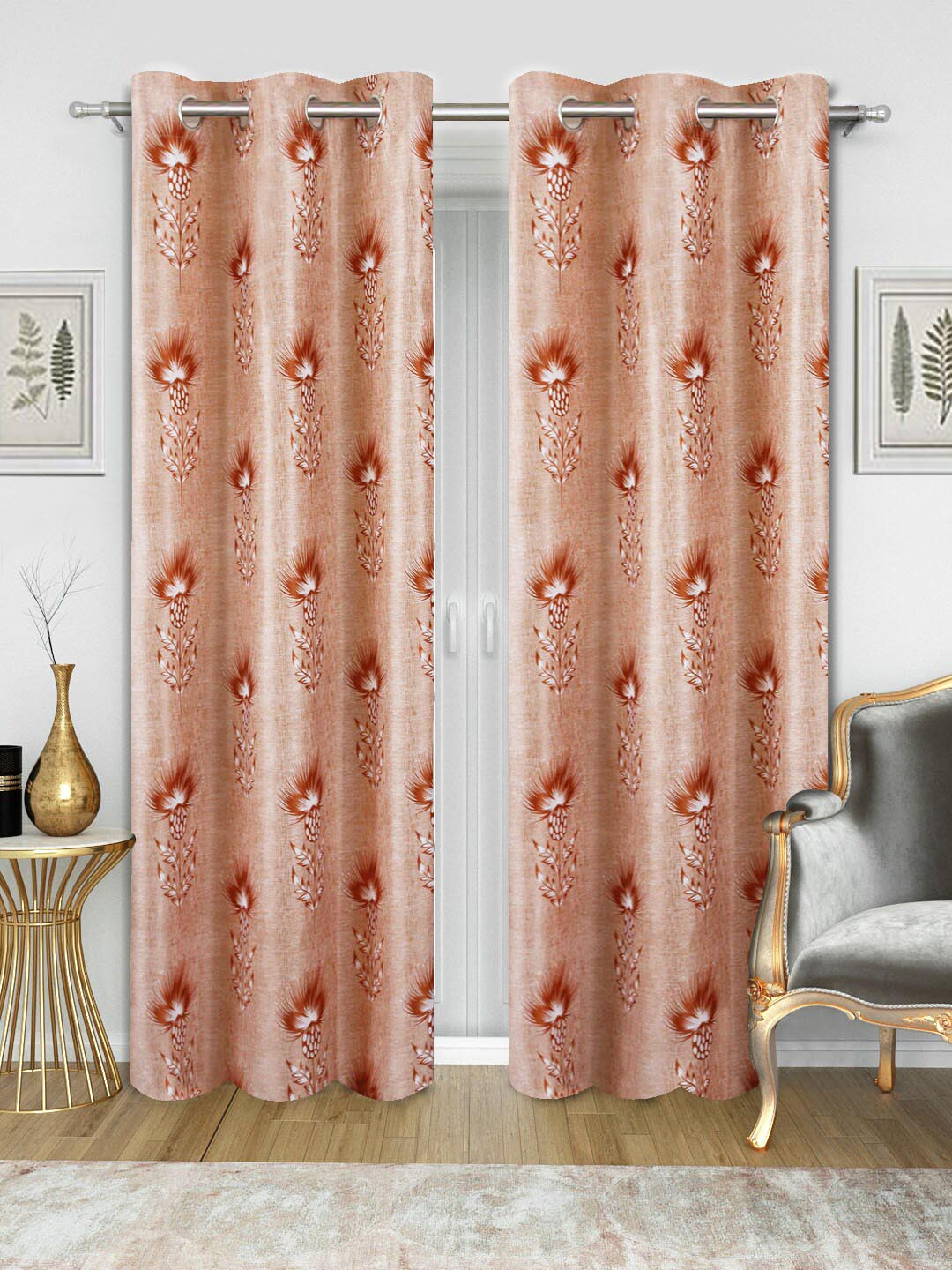 Good Homes by Home Candy Orange Set of 2 Long Door Curtains